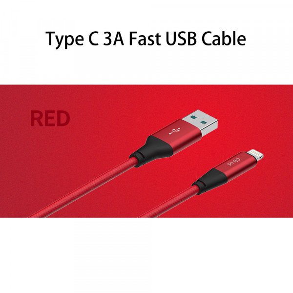 Wholesale Type C 3A Fast Charge Metal Nylon Woven Aluminum USB Cable 3ft (Red)